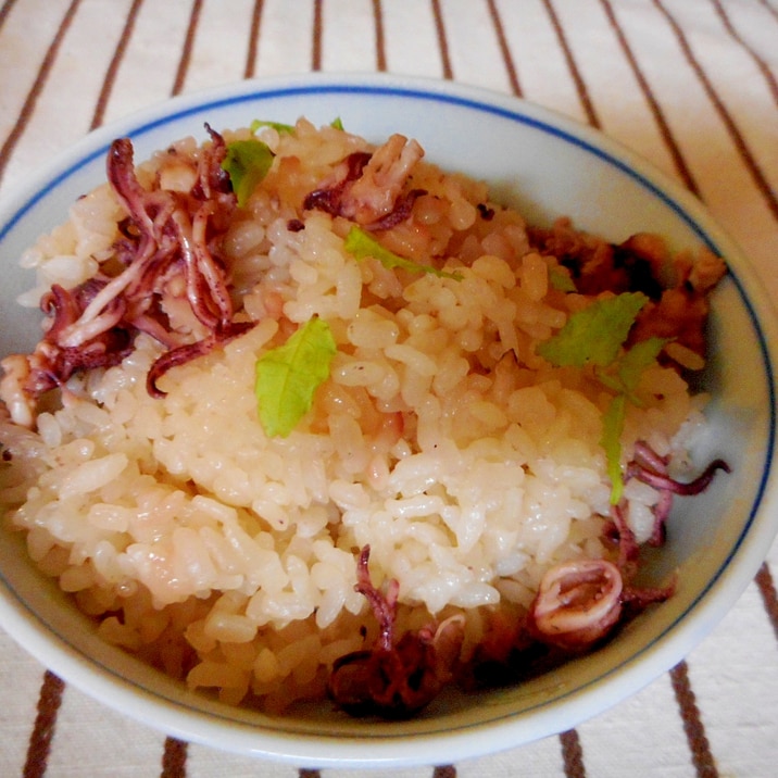 ヒイカと木の芽の炊き込みご飯